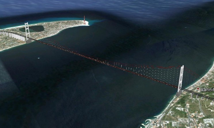 Ponte Sullo Stretto di Messina in 3d