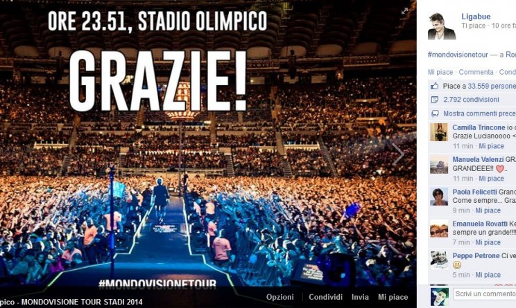 Ligabue, La Scaletta Di Mondovisione Tour A Roma - UrbanPost