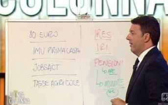 Referendum: Matteo Renzi illustra le ragioni del Si e firma il patto della lavagna