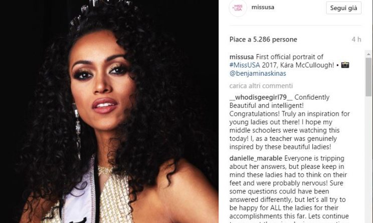 Kara McCullough è Miss Usa 2017: Biografia della più bella d'America