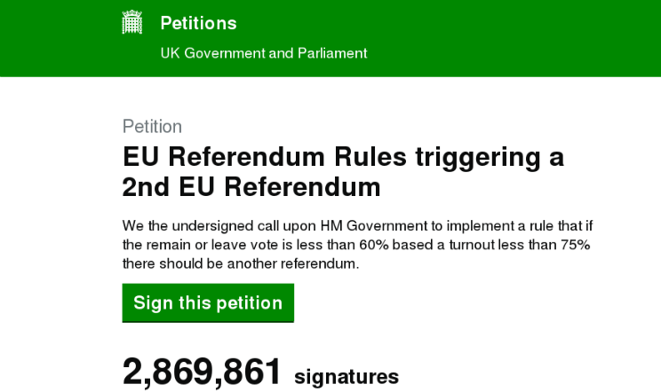 brexit nuovo referendum petizione