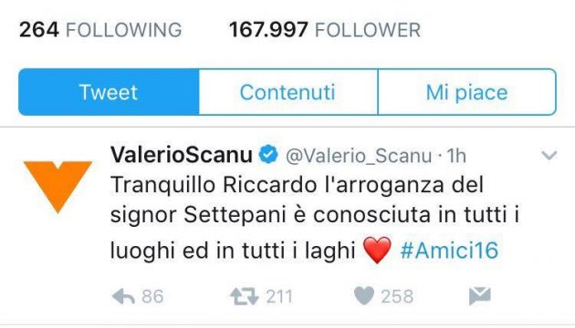 Valerio Scanu Twitter