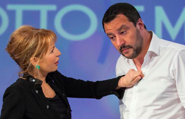 Rita Dalla Chiesa critica Lilli Gruber mentre intervista Matteo Salvini Rita Dalla Chiesa critica Lilli Gruber mentre intervista Matteo Salvini