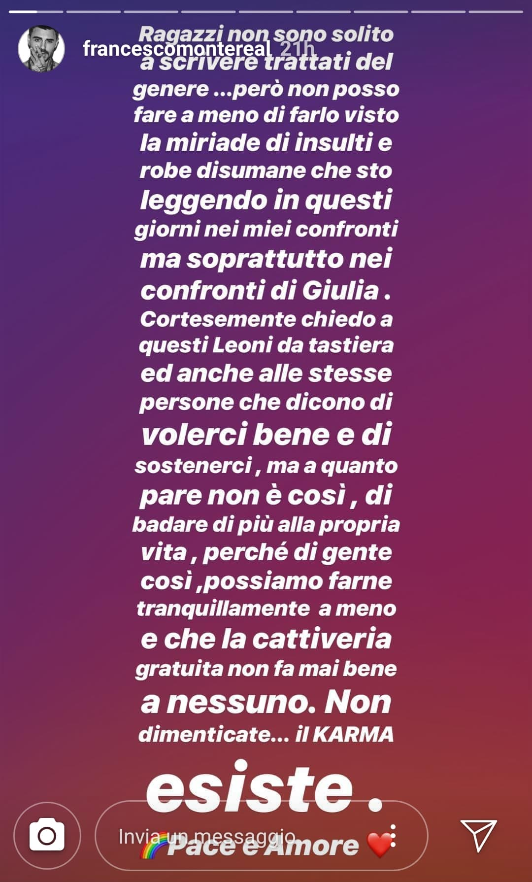 Francesco Monte Scontro Con Gli Hater Non Dimenticate Il Karma Esiste