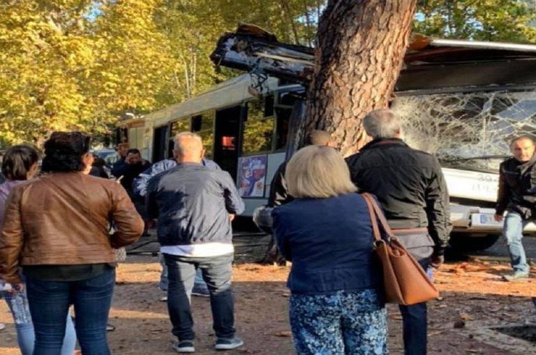 roma autobus contro albero