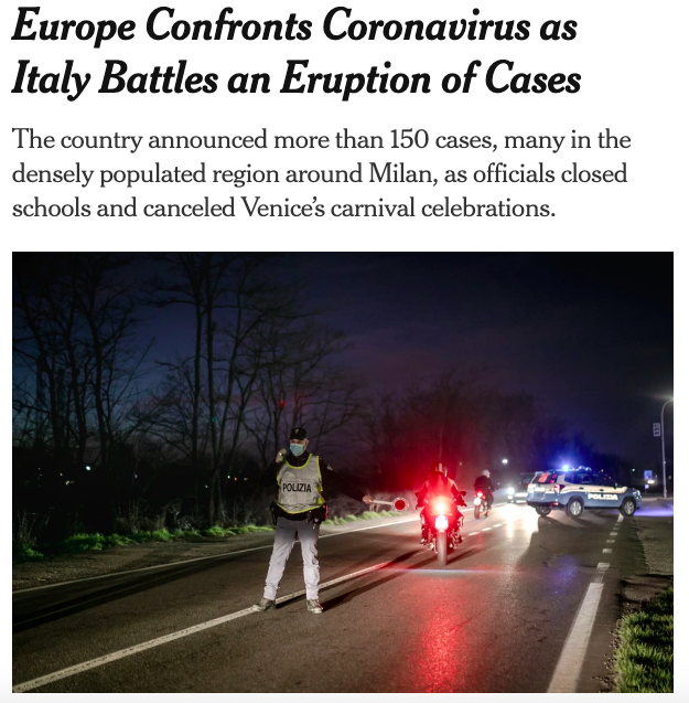 coronavirus in Italia new york times