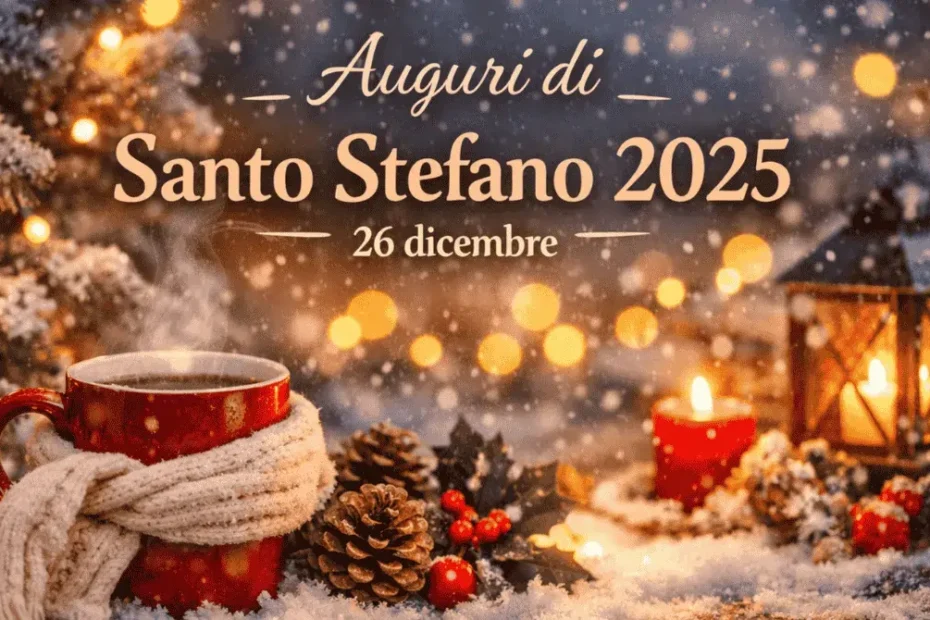 Auguri di Santo Stefano 2025 con atmosfera natalizia e luce invernale