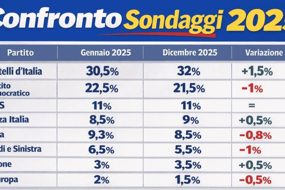 Sondaggio 2025: i numeri delle intenzioni di voto politiche