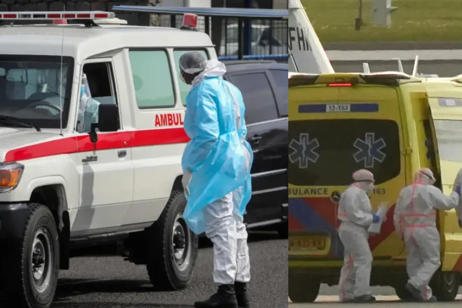 Leo Schilperoord, ornitologo olandese di 70 anni e paziente zero dell'epidemia di hantavirus, fotografato durante una spedizione di birdwatching con la nave da crociera MV Hondius sullo sfondo.