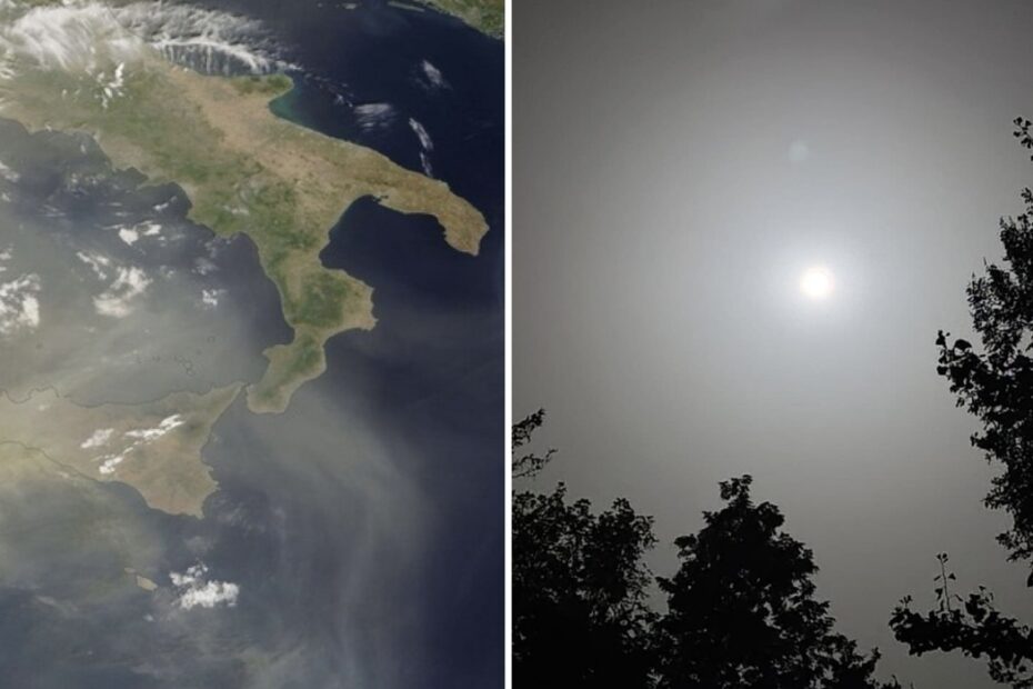 Pulviscolo sahariano sull’Italia, cieli gialli e atmosfera surreale sul Centro-Sud