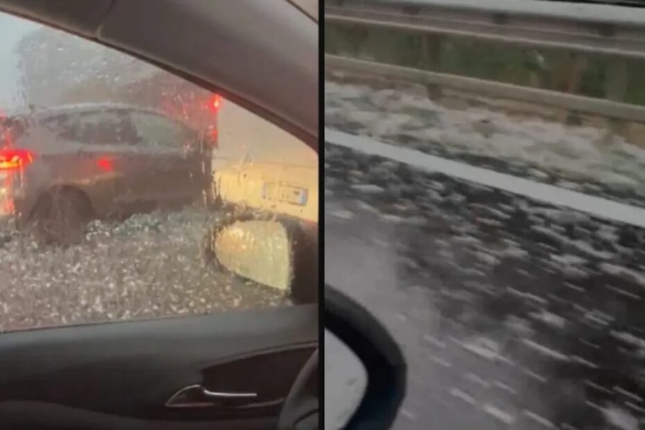 Violenta grandinata a Parma, chicchi grossi come noci danneggiano le auto sulla A1