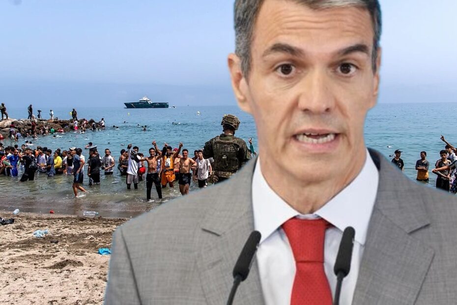 Migranti al confine di Ceuta durante la crisi tra Spagna e Marocco.