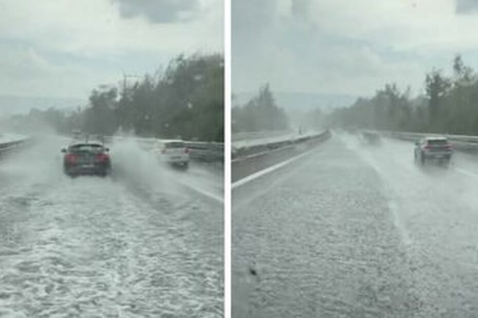 Maltempo sulle Dolomiti, l’autostrada A27 allagata all’altezza di Pian di Vedoia
