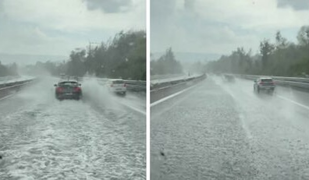 Maltempo sulle Dolomiti, l’autostrada A27 allagata all’altezza di Pian di Vedoia