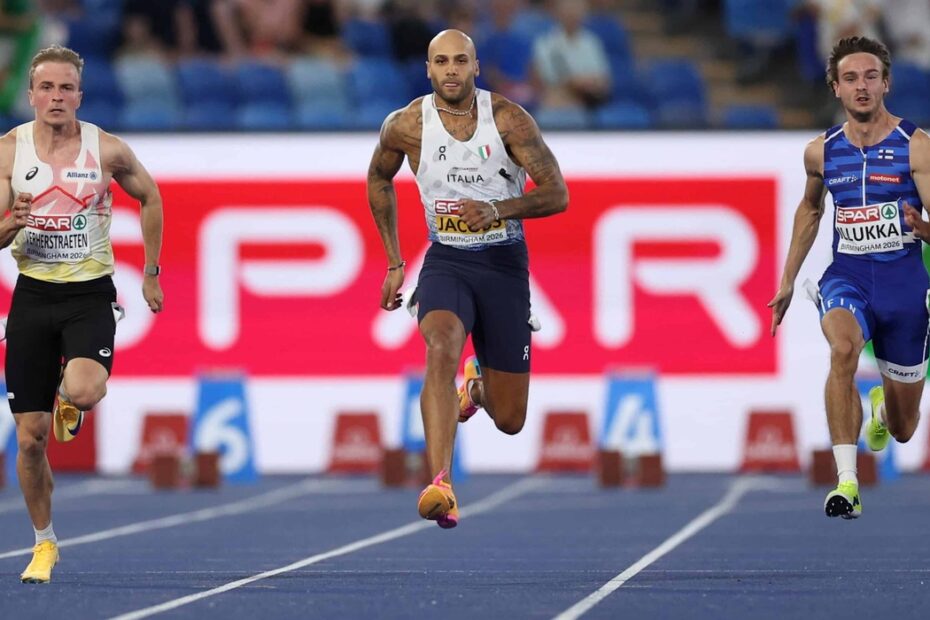 Marcell Jacobs si infortuna nella finale dei 100 metri agli Europei di Birmingham