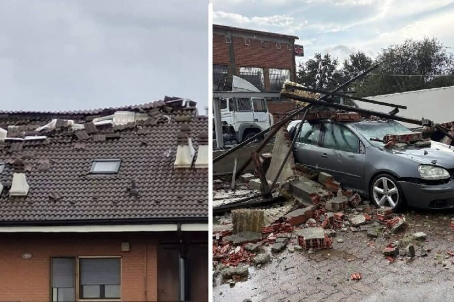 Chivasso devastata da una tromba d’aria: tetti scoperchiati e alberi sradicati