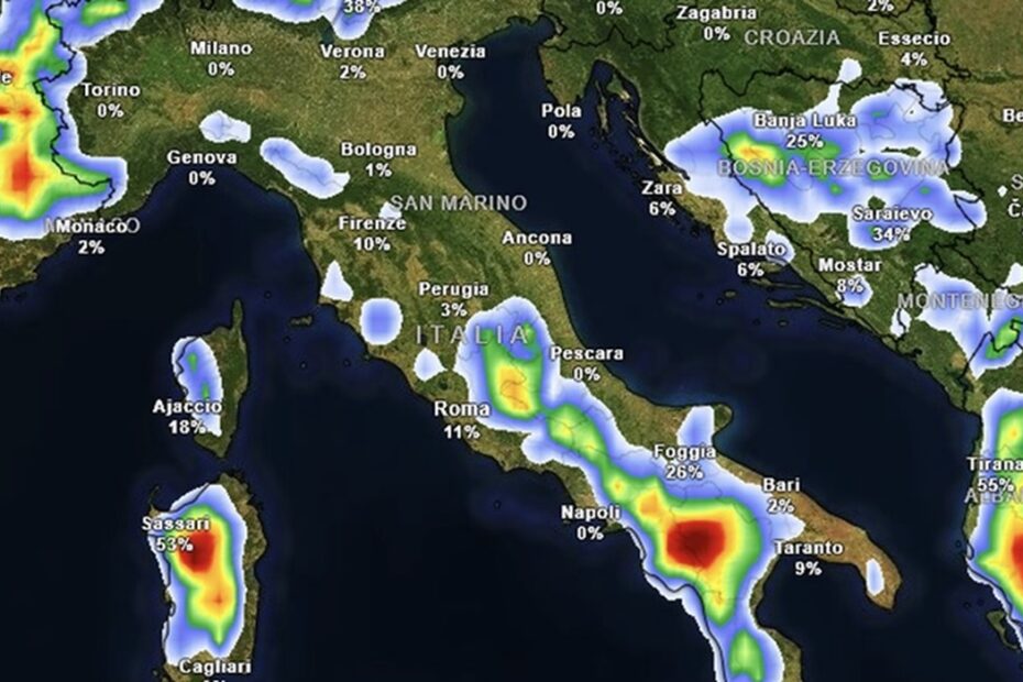 Maltempo, allerta arancione oggi 10 settembre in Toscana e ampi settori di Veneto, Emilia-Romagna e Marche