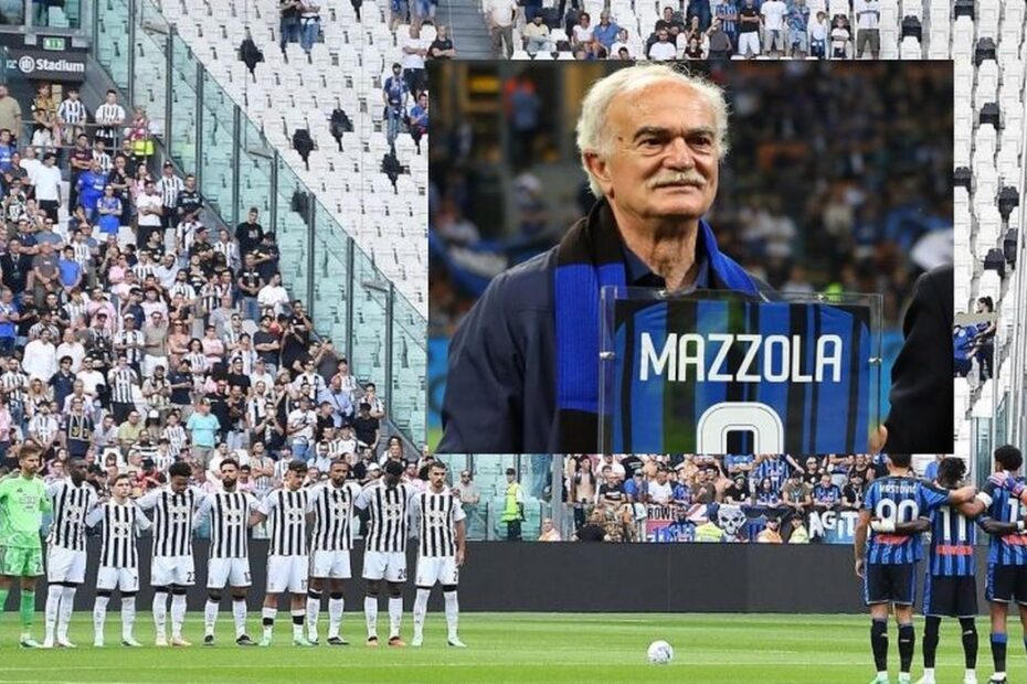 I tifosi della Curva Sud della Juventus voltano le spalle durante il minuto di silenzio per Sandro Mazzola