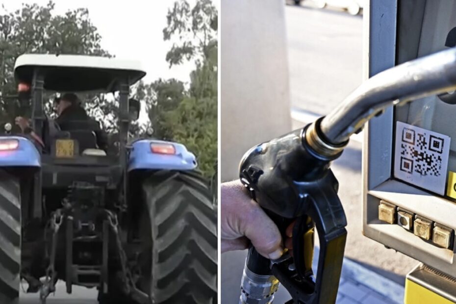 Auto in coda davanti a un distributore a Vibo Valentia durante la protesta degli agricoltori che blocca le autocisterne a Vibo Marina