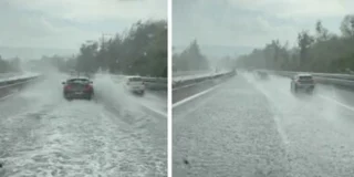 Maltempo sulle Dolomiti, l’autostrada A27 allagata all’altezza di Pian di Vedoia